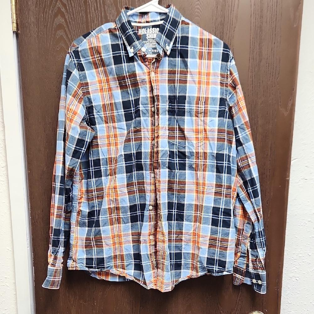 🚨2/$25 or 5/$50🚨Old Navy Men's Plaid Button Down Shirt - Blue and Orange